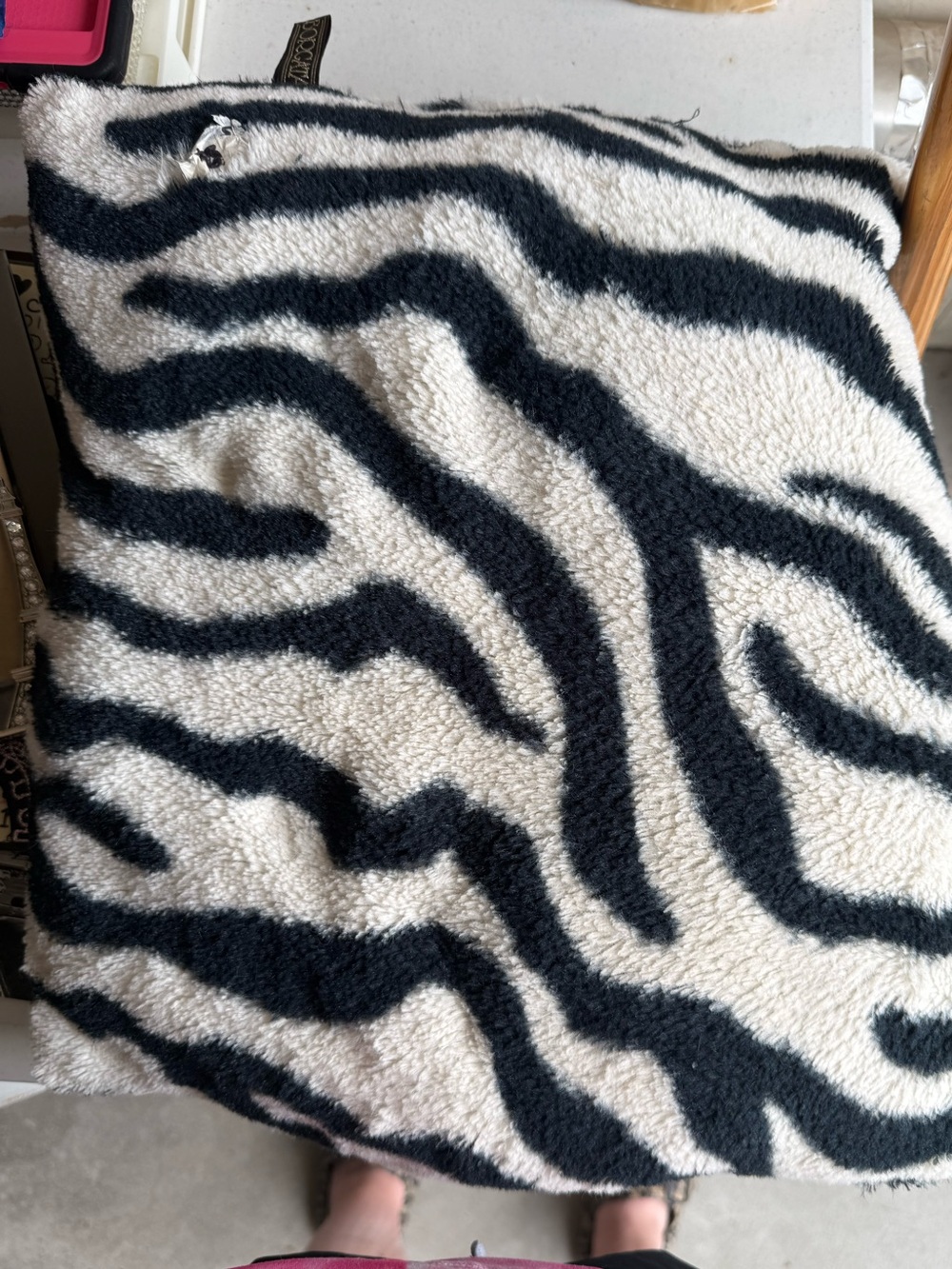 Black & White Zebra Sherpa Throw Pillow Cover - Home Accents